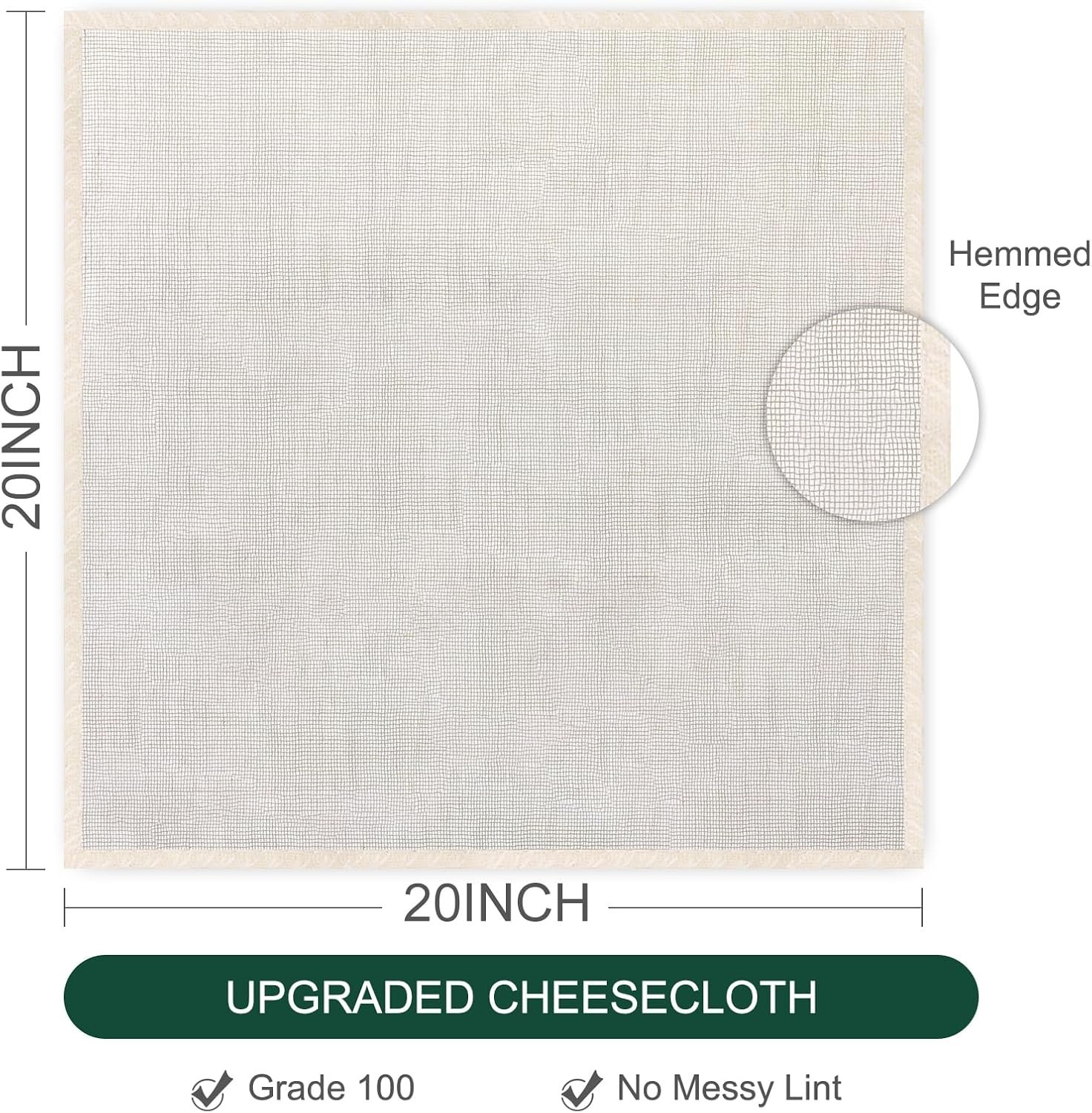6 Pcs Cheese Cloth 20x20" – Grade 100 Unbleached Organic Muslin for Straining...