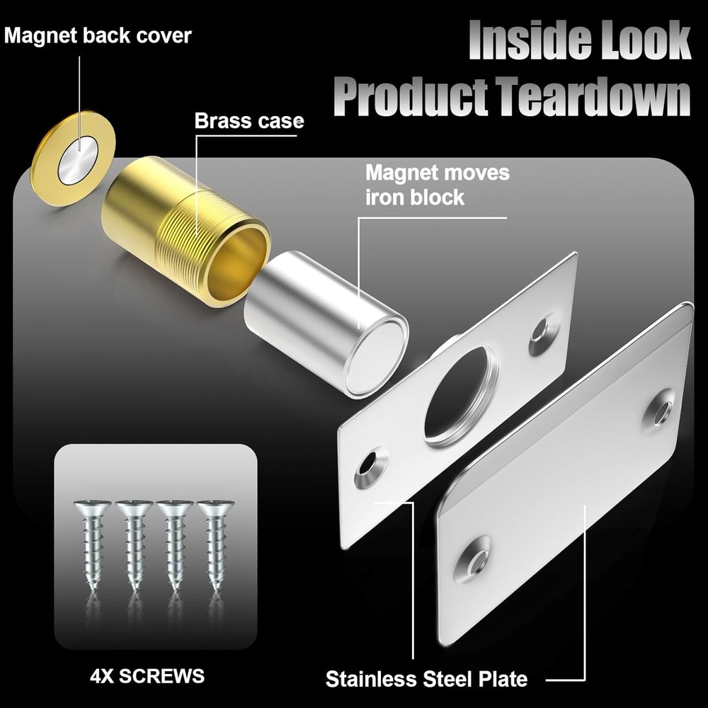 Silver 2-Pack Adjustable Strong Magnet Door Catch