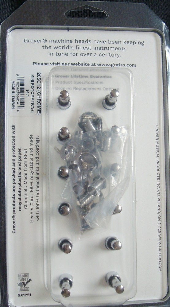 Grover 205C12 Mini Rotomatic 12-String, Tuning Machine, Chrome