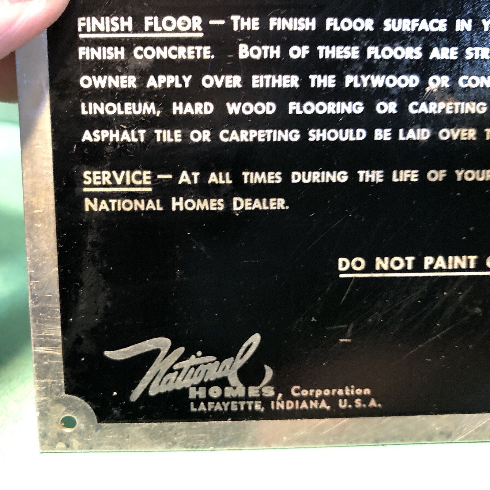 National Homes SIGN Cadet Pre Fab Kit House Mid Century vtg -interior finish