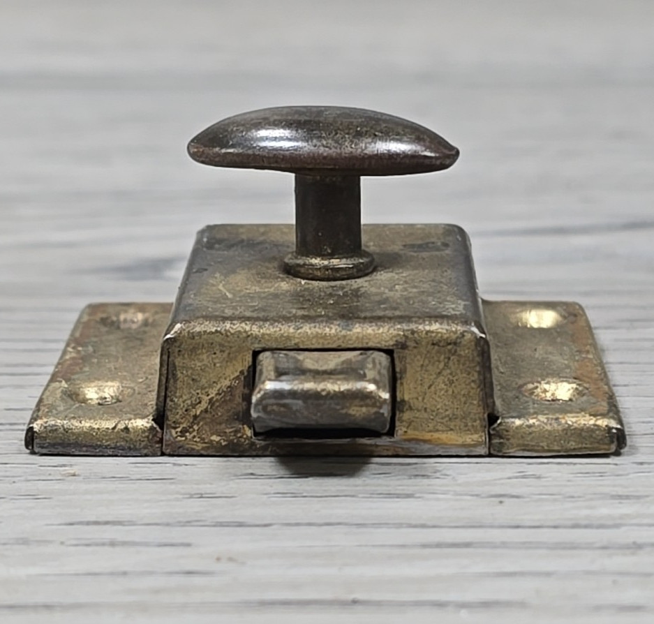 Antique Solid Brass Cabinet Latch T-Handle Spring Cupboard Turn Pantry Hardware