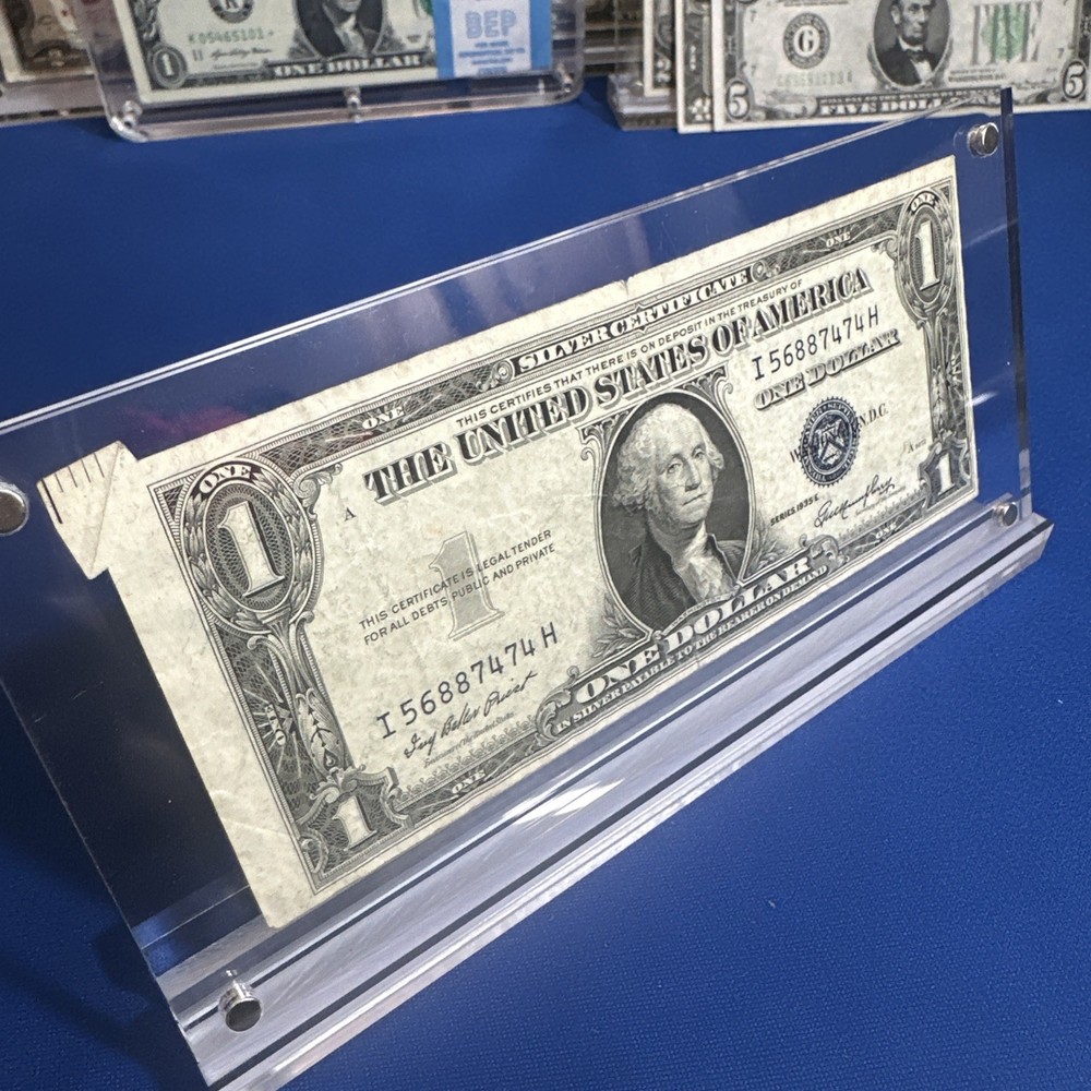 1935E $1 Bill - Cutting Error ! MAJOR MULTI-ERROR NOTE! 1