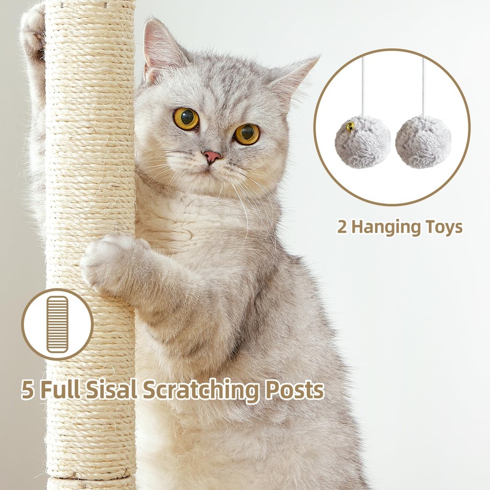 Cat Tree Tower Scratching Post for Indoor Large Cats, Small Cat Tree with Big...