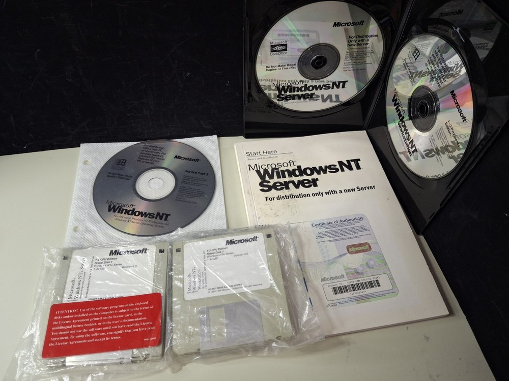 Windows NT 4.0 SERVER and WORKSTATION Setup CD Compact Disks & Floppy Diskettes
