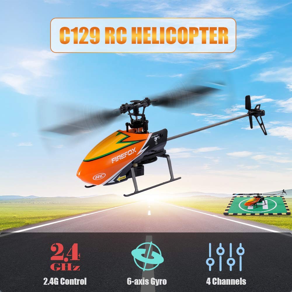 Orange Rc Helicopter With 6 Axis Gyroscope And Altitude Hold Function