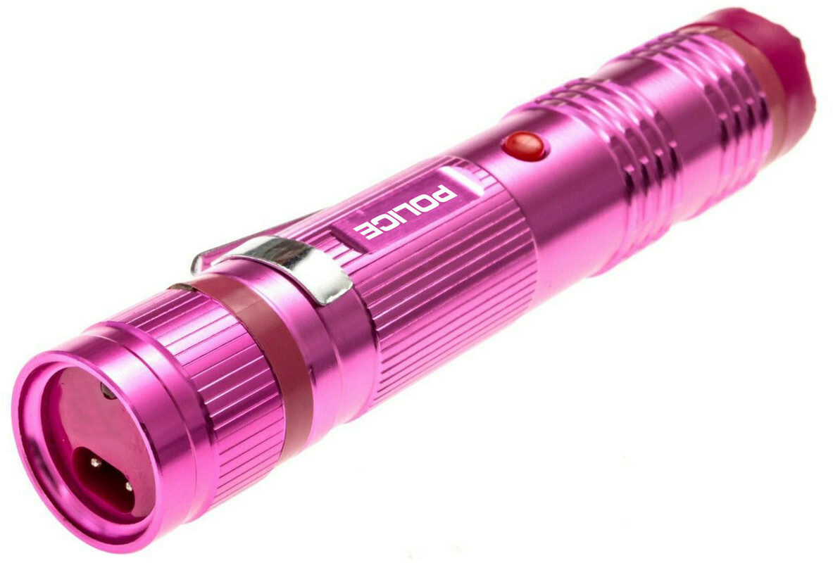 POLICE Stun Gun M12 700 BV Metal Rechargeable LED Flashlight Pink