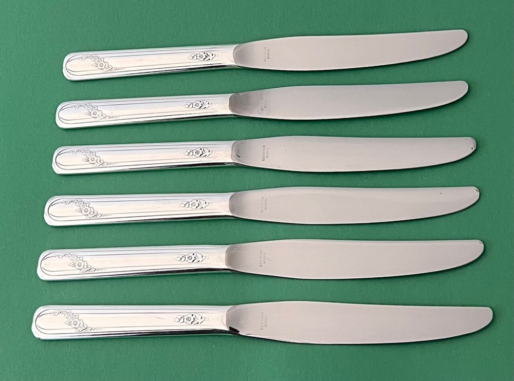 Oneida Community QUEEN BESS II Silverplate 9" SOLID DINNER KNIVES ~ Set Of Six