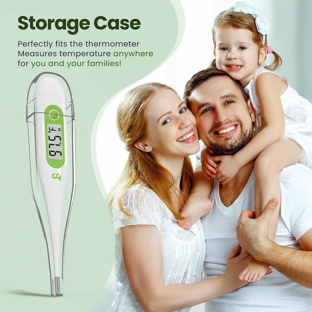 Multifunctional Digital Thermometer: Fever Alert, Memory Recall, Waterproof Tip