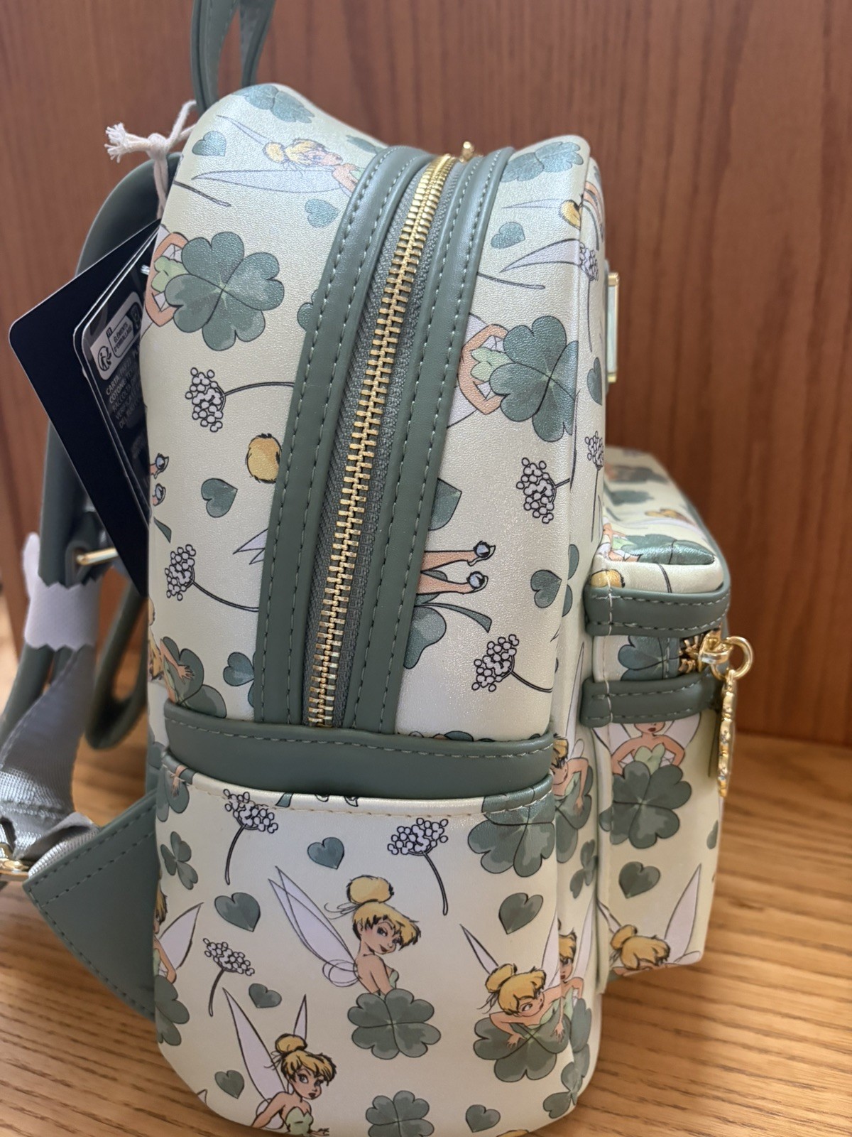 Loungefly Disney Peter Pan Tinker Bell Clover All-Over Print Mini Backpack