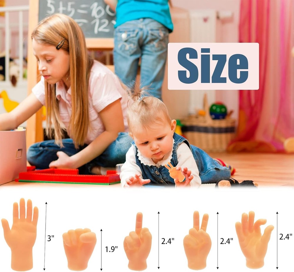 14 Pcs Mini Tiny Finger Hands Rubber Puppets for Puppet Shows and Parties