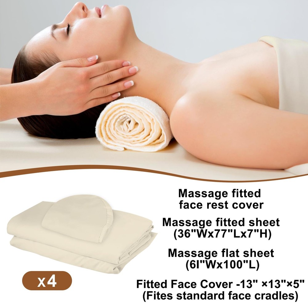 4 Sets Premium Microfiber Massage Table Sheets Set 3 Piece Set Includes Massa...