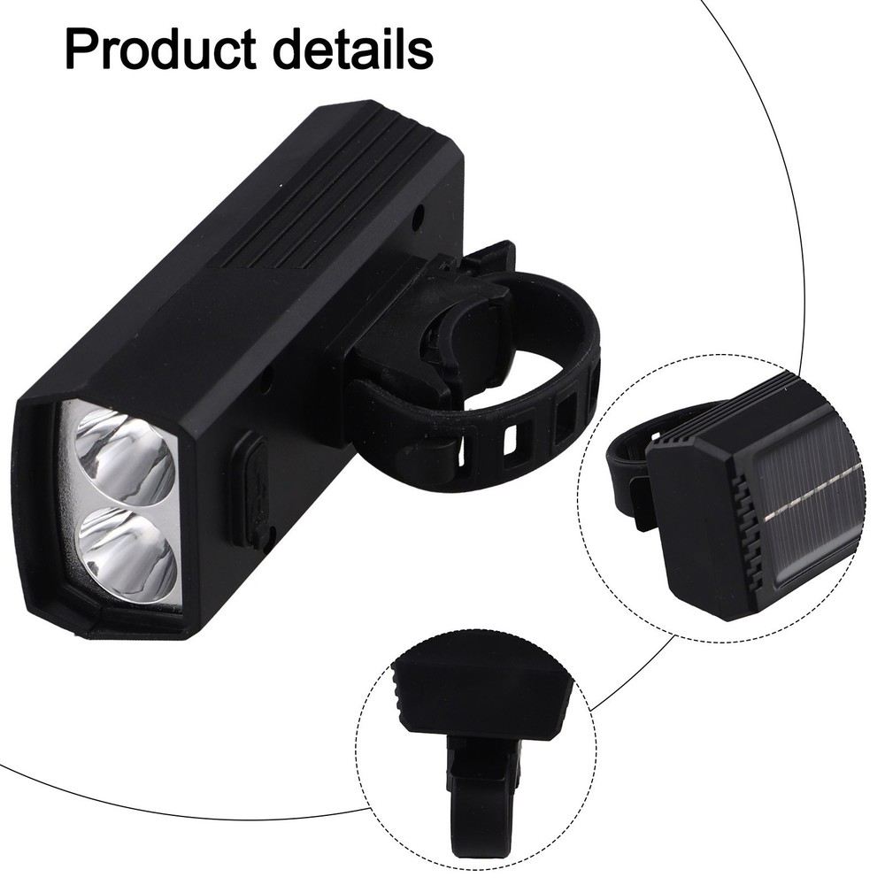 Multi Functional LED Bicycle Headlight with Solar and USB Charging Capabilities
