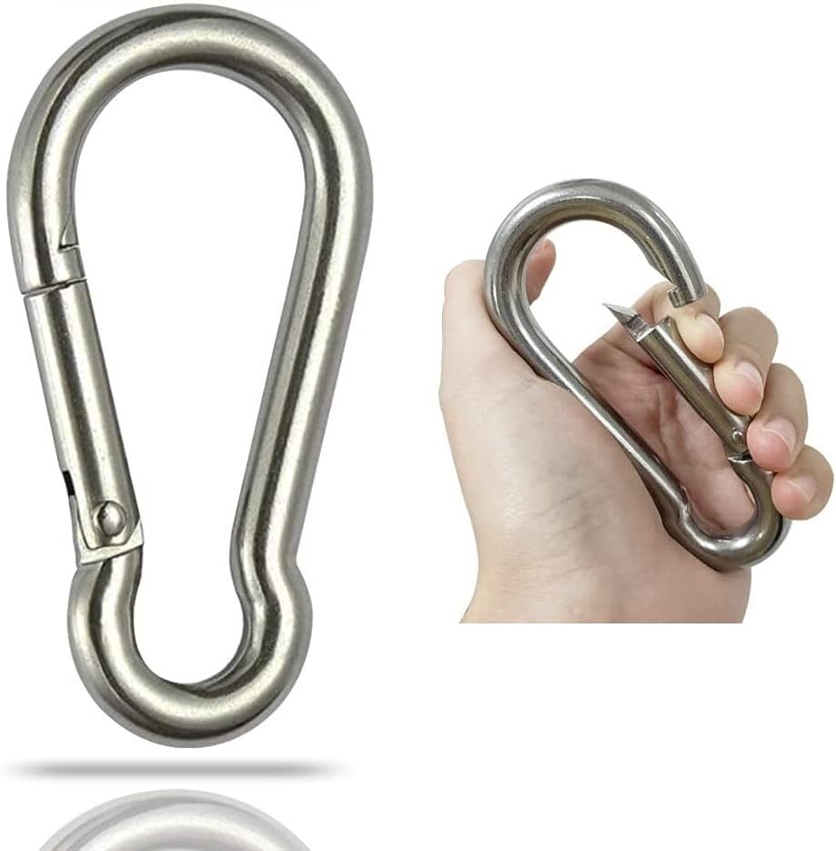 Large Spring Snap Hook Carabiner, 304 Stainless Steel Heavy silver