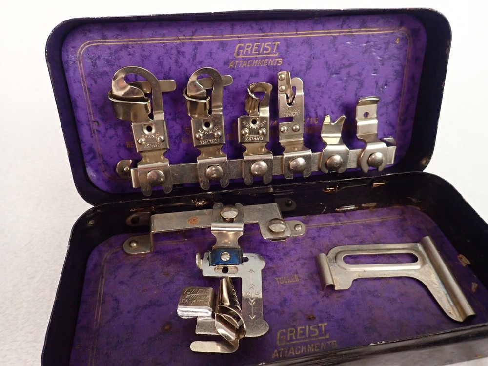 Vintage Greist Attachments Sewing Machine In Case
