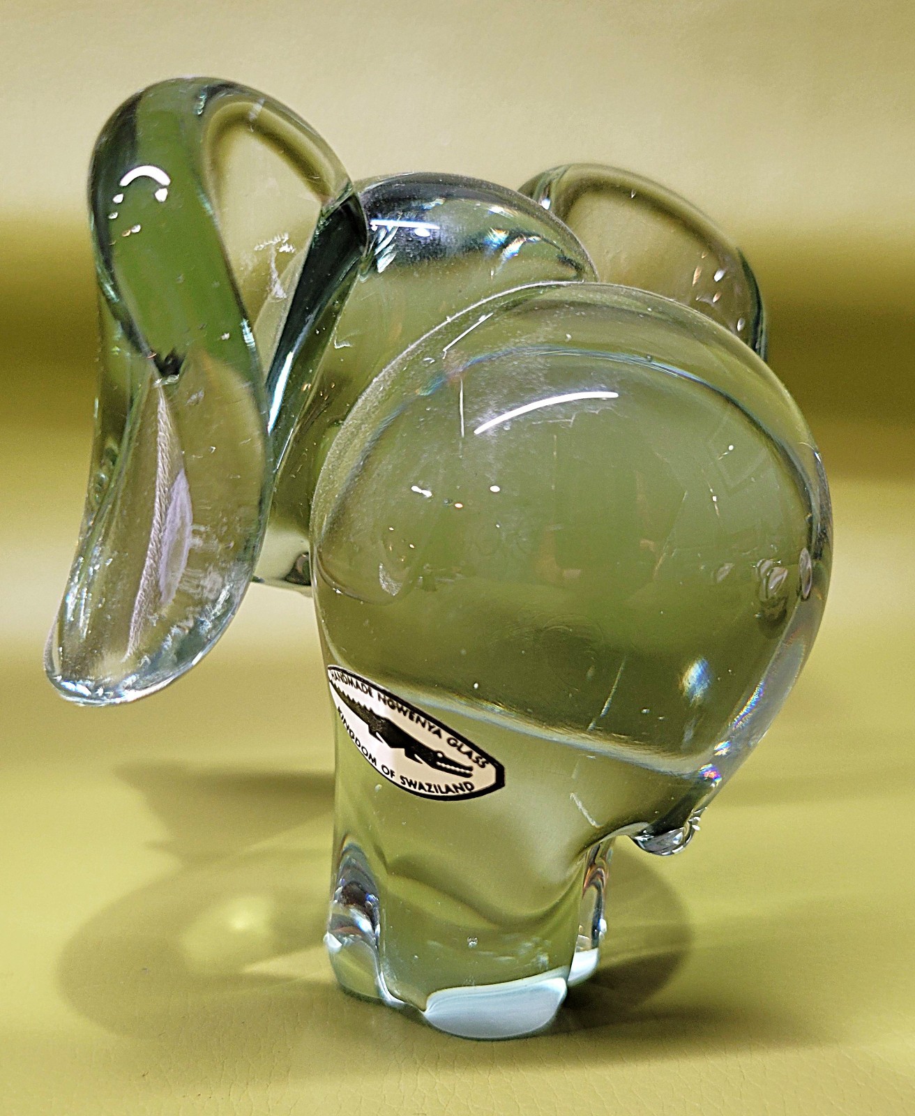 4 INCH NGWENYA GLASS ELEPHANT PAPERWEIGHT FIGURINE