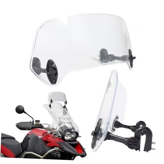 Motorcycle Clip-On Windshield Adjustable Windscreen Extension Spoiler white