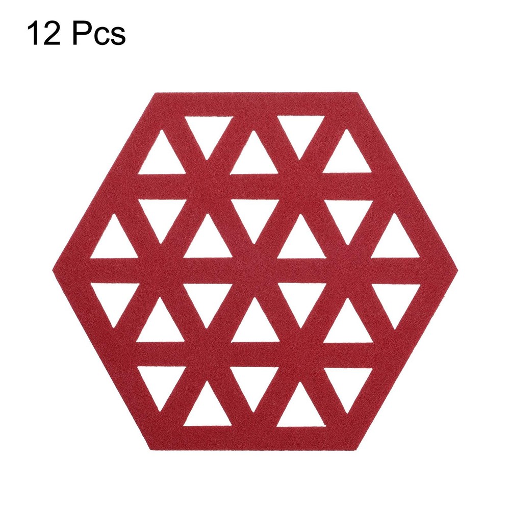 Felt Coasters 12pcs Hexagonal Coasters Coasters, Red