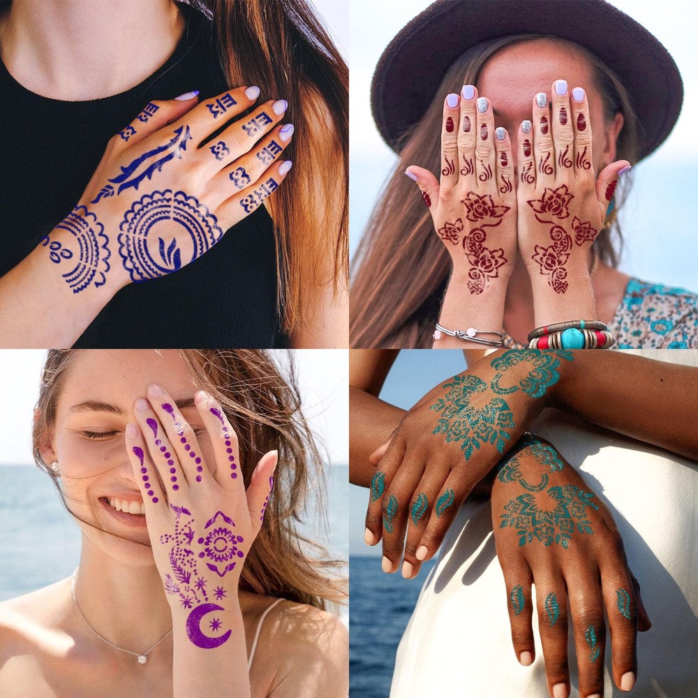 Temporary Tattoo Kit,10 Bottles Colors Multiple Sizes, 10