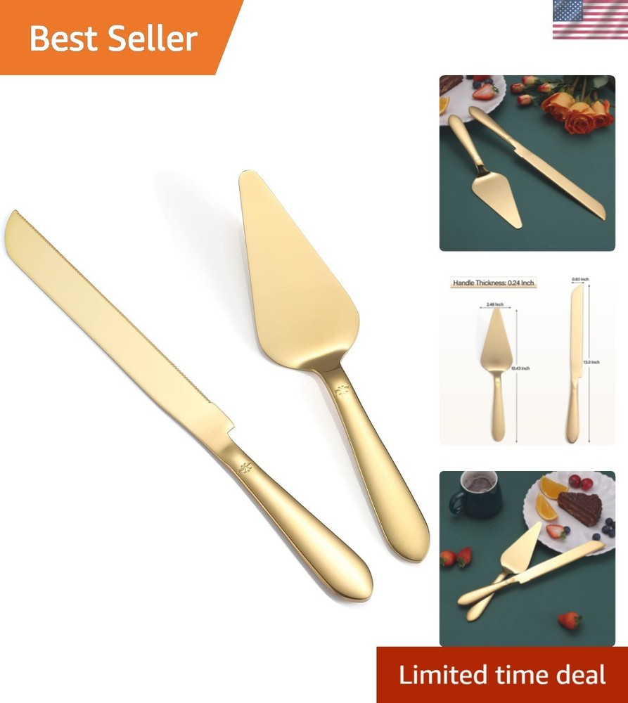 Cake Cutting Set for Wedding, Elegant Cake Knife and Server Set with Thickene...