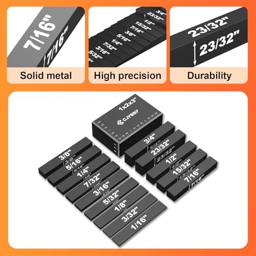 Setup Blocks Woodworking Tools - 15 PCS Height Gauge Block Set with Precision