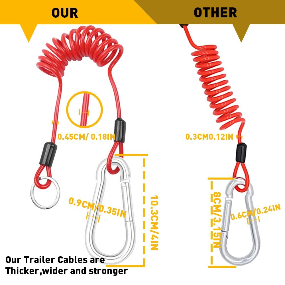 Breakaway Trailer Cable Trailer Spring Safety Rope Coiled Brake Away Cable EOU
