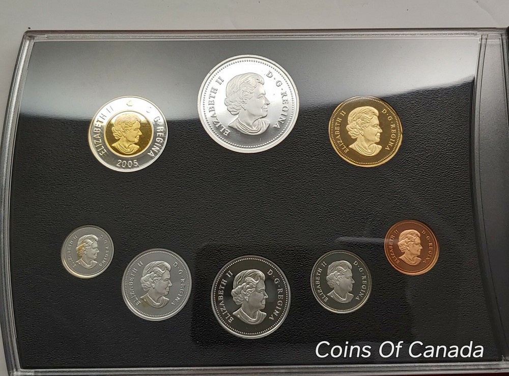 2005 Canada 8 Coin Silver PROOF Set w/ Gold Plated Silver Dollar #coinsofcanada