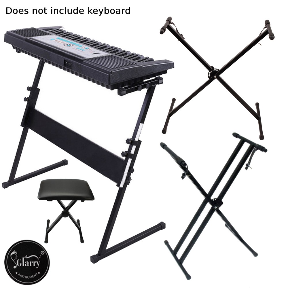 Glarry Adjustable Keyboard Electric Piano X/Z-Stand Iron Tube Standard Rack