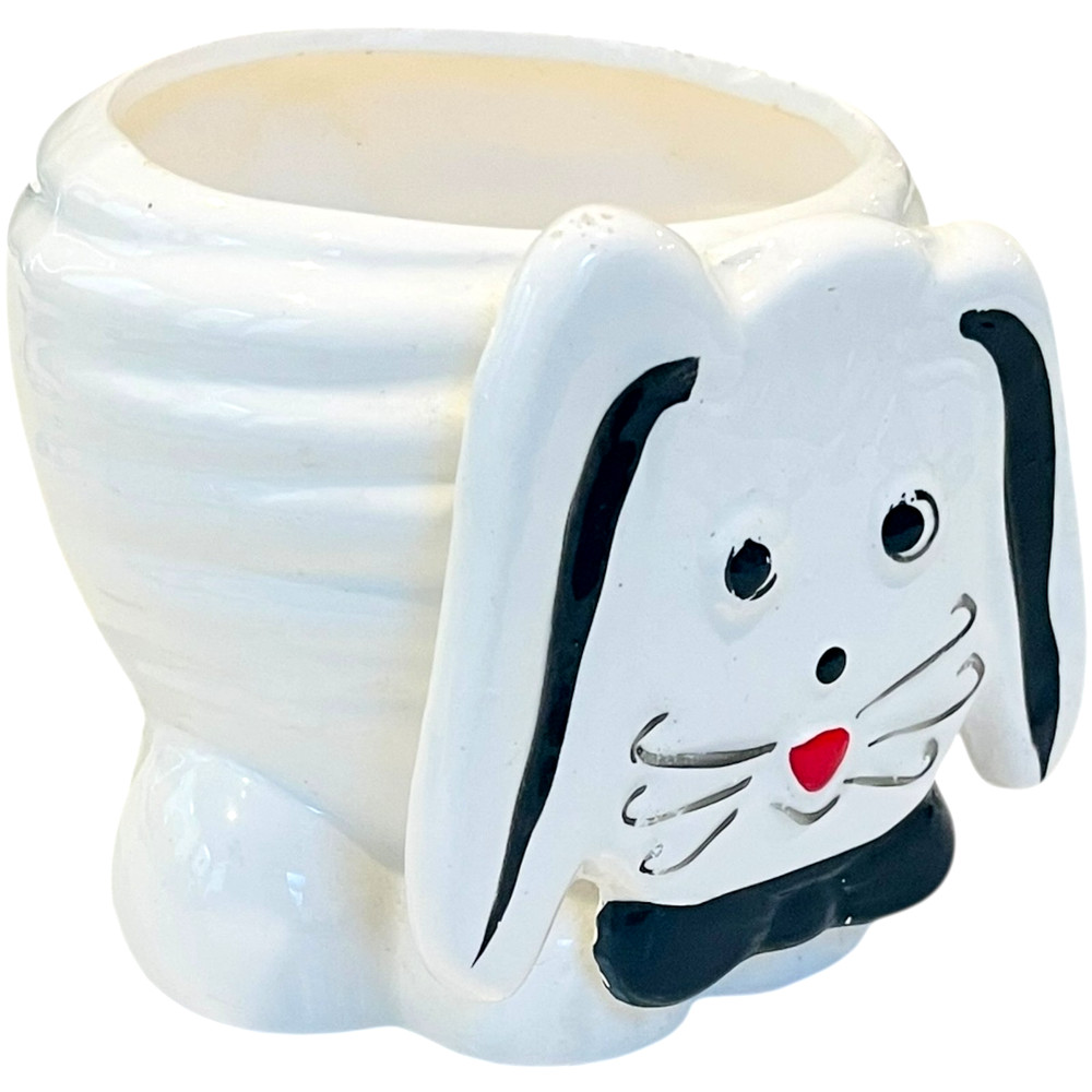 Ceramic Bunny Rabbit Planter Vintage Nursery Easter Decor - 4" x 4"