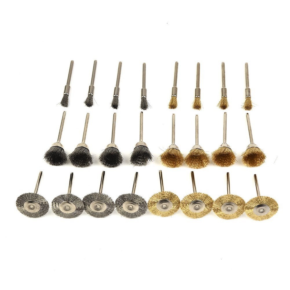 24pcs Soft Rotary Tool Brass Wire Brush Cleaning Polishing Dusting Set Element