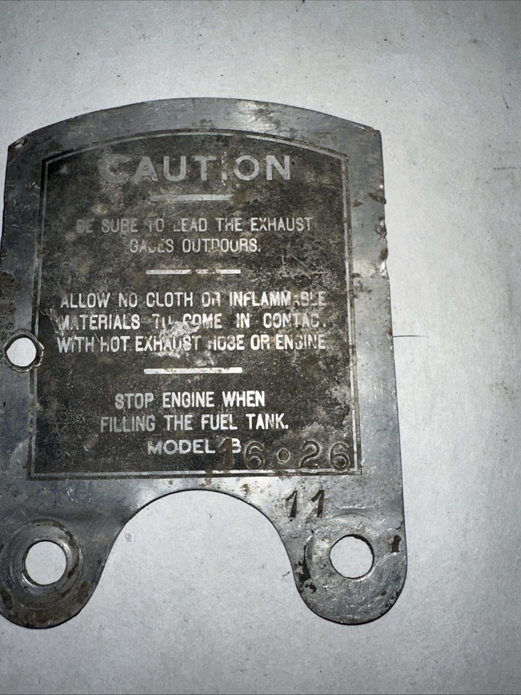 Maytag single cylinder engine model 92 Original Caution Plate Kill