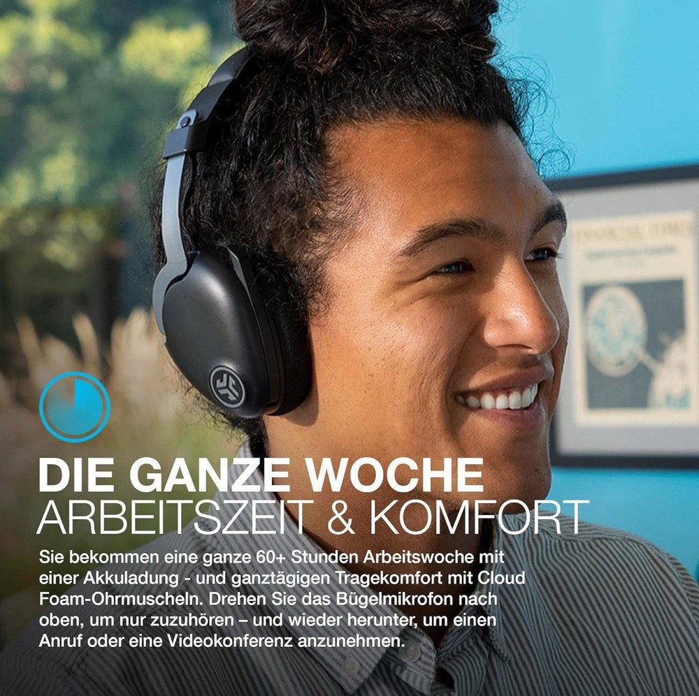 JLab JBuds Work Wireless Headset with Microphone Over Ear Computer Headsets 60HR