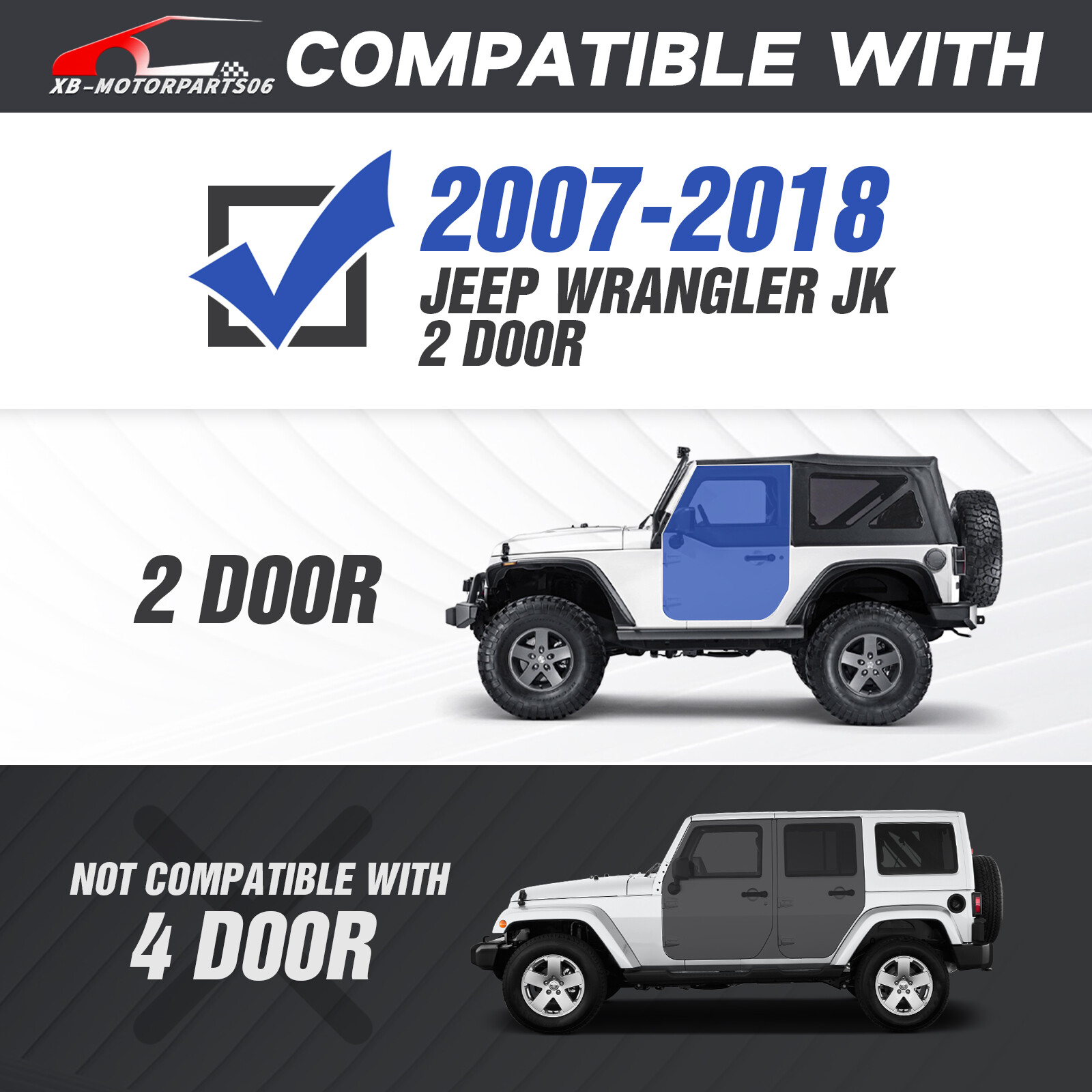 Running Boards For 2007-2018 Jeep Wrangler JK 2Doors Side Steps Nerf Bars Plates