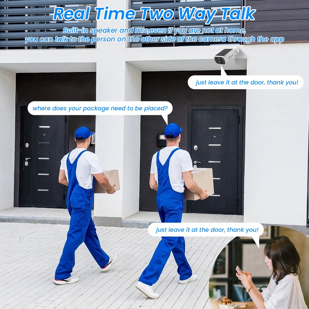 ANRAN Wifi Wireless Security Camera System Solar Battery Powered Home 2 Way Talk