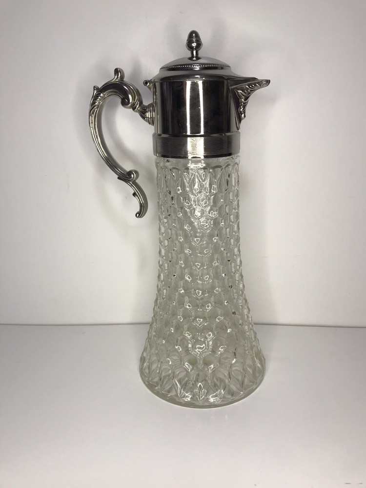 VTG Pitcher, F. B. Rogers Silver Co. Chill It, Honeycomb Glass ,