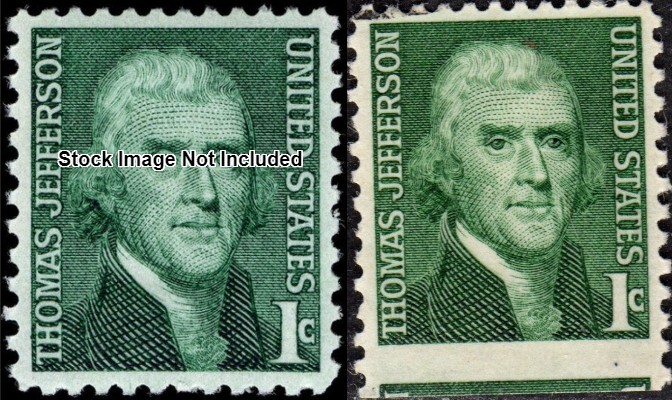 Perfectly Flawed Miscut Error US 1968 EFO 1c SN 1278 Used - Thomas Jefferson
