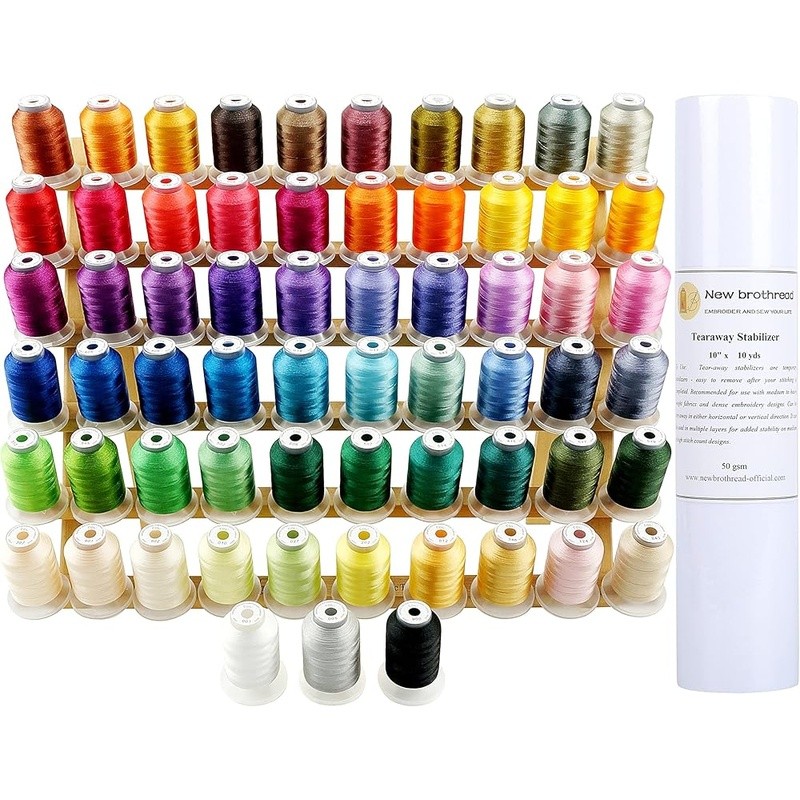 Embroidery Thread Starter Kit 63 Spools Polyester Thread 10x10yd Stabilizer New