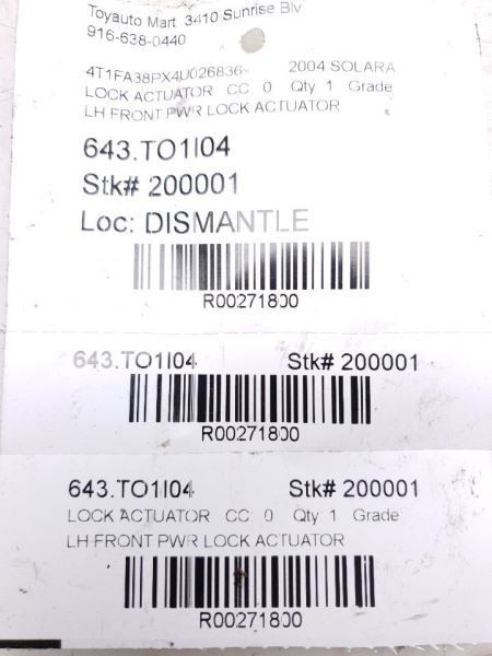 2004 TOYOTA SOLARA DRIVER SIDE FRONT DOOR LOCK ACTUATOR ASSEMBLY