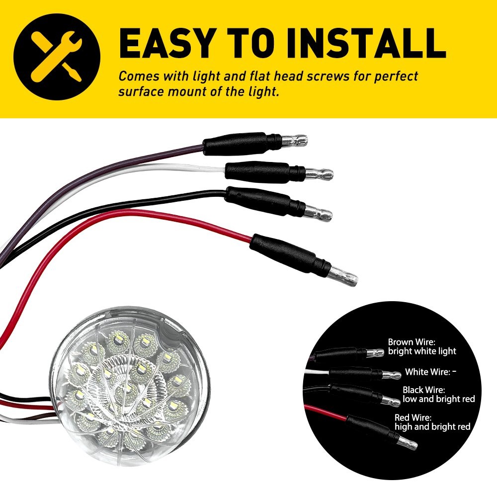 2Pcs LED Watermelon Light Indicator Side Marker Clearance Red White w/ Bracket`