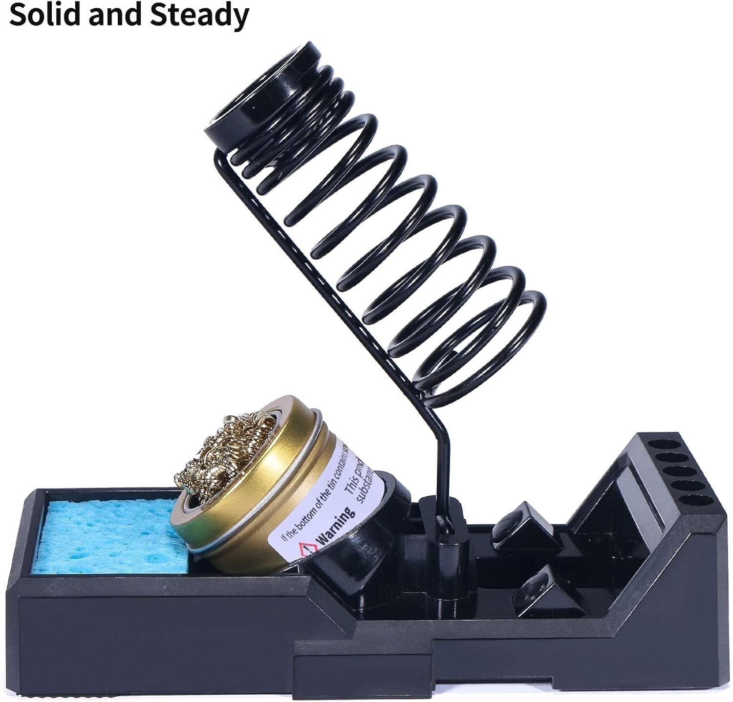 Premium Soldering Iron Holder With Brass Wool, Cleaning Sponge And Tip Holder