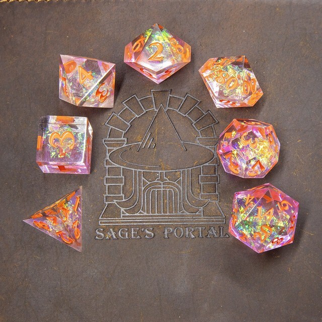 Sage's Crystals - Summer Sharp Edge Resin Polyhedral Dice Set DnD RPG