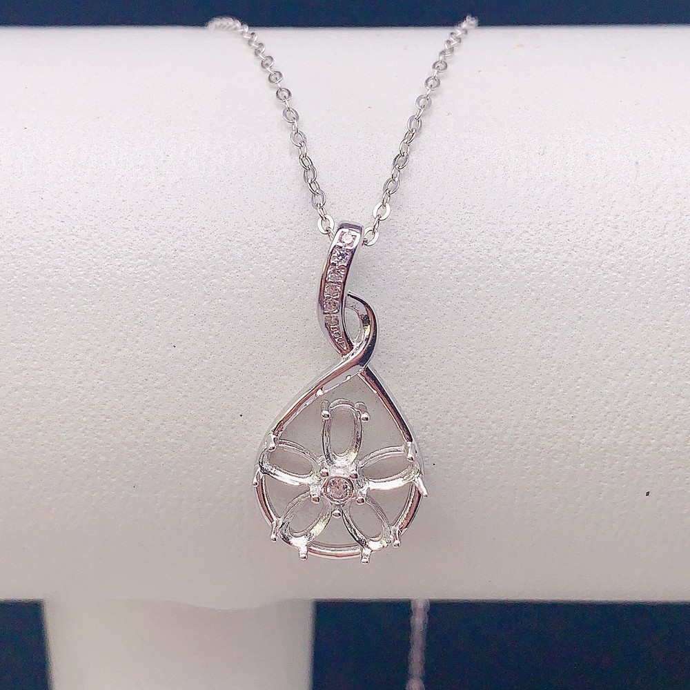 Silver 925 pendant empty setting, DIY blank setting YD88