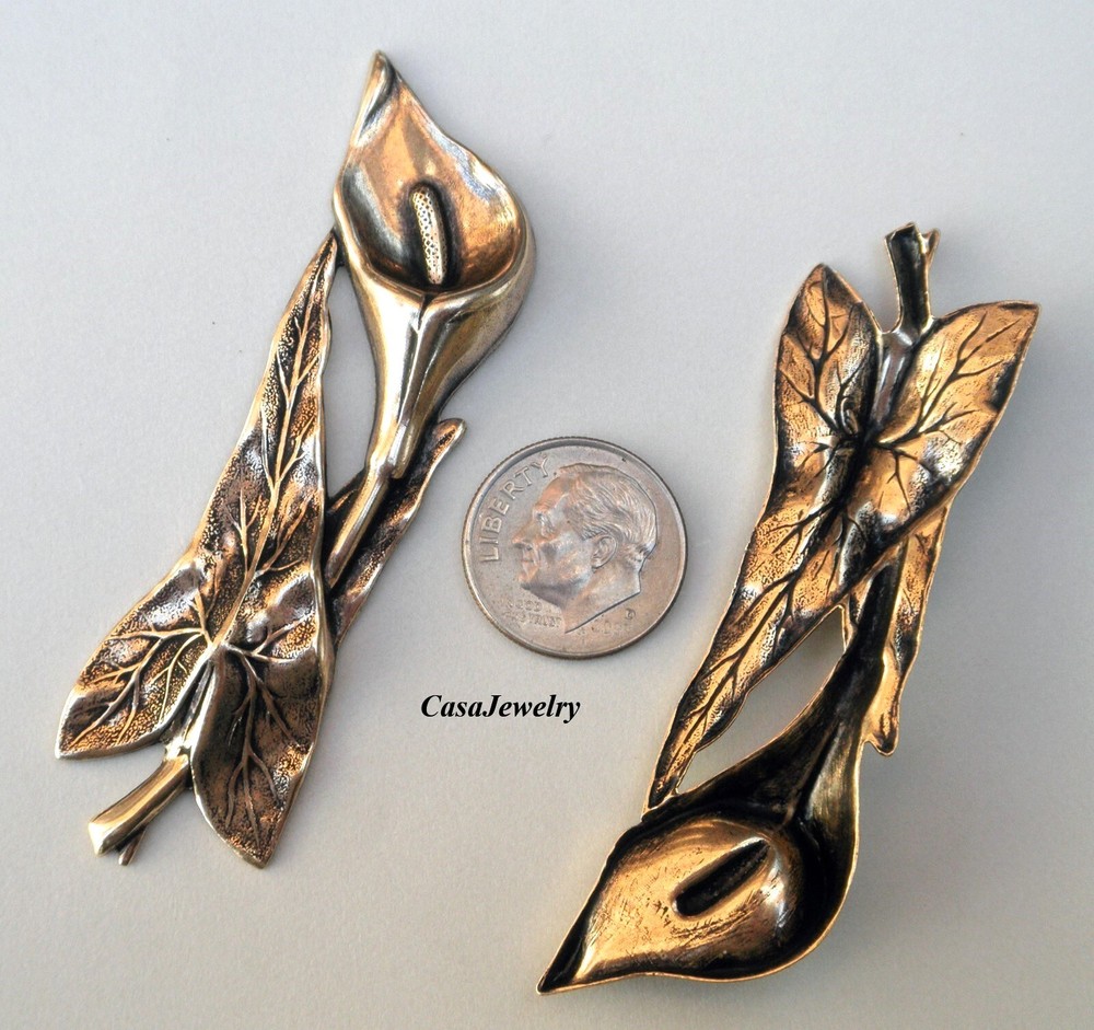 #5021RS ANTIQUED GOLD CALLA LILY & LEAF COMPONENT - 1 Pc