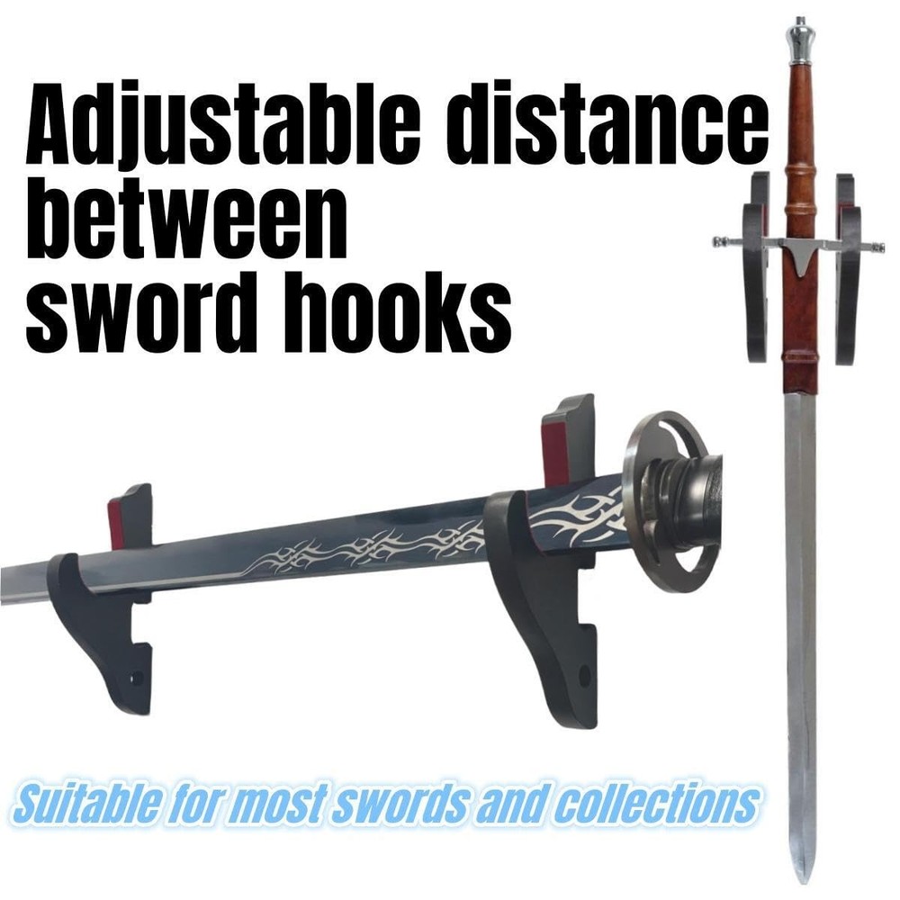 Eforlife Sword Wall Mount Holder Adjustable Katana Display Rack 2 Set