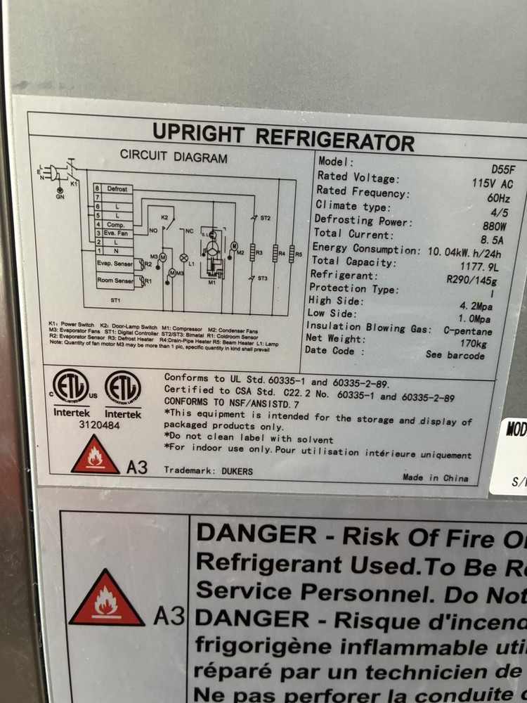 DUKERS D55F, Bottom Mount 2-Door FREEZER