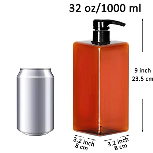 3 Pack Pump Bottles for Shampoo 32 Ounce (1 Liter), Empty Shampoo Pump