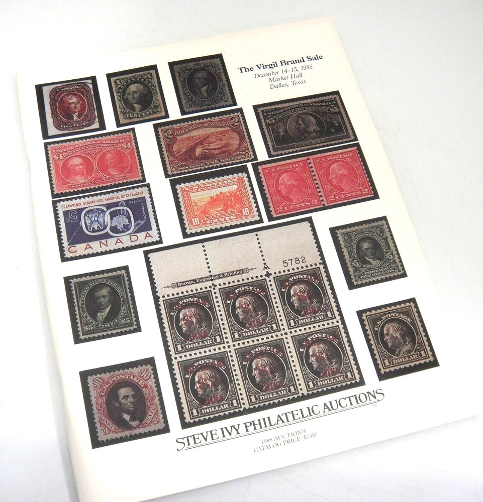 Ivy Stamp Auction Catalog 1985 Virgil Brand Estate Dallas Exposition Confederate