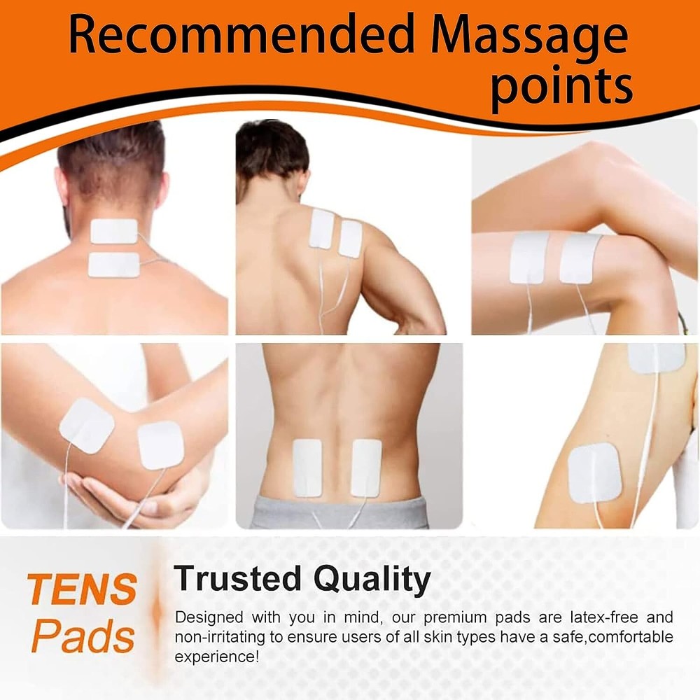 AUVON TENS Unit Pads 2X4 10 Pcs, 3rd Gen Latex-Free Rectangular Replacement Pads
