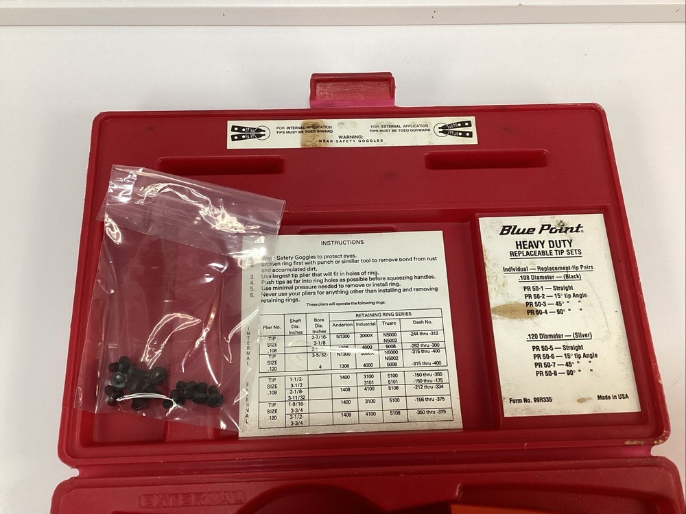 Blue Point PR-50A Heavy Duty Replaceable Tip Pliers Set - Complete (21426)