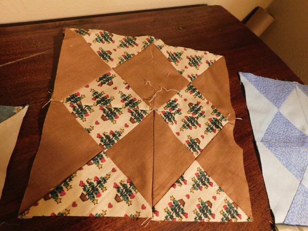 Handmade Quilt Blocks Diamond Patch Hand Pieced Heart Tree Star Daisy