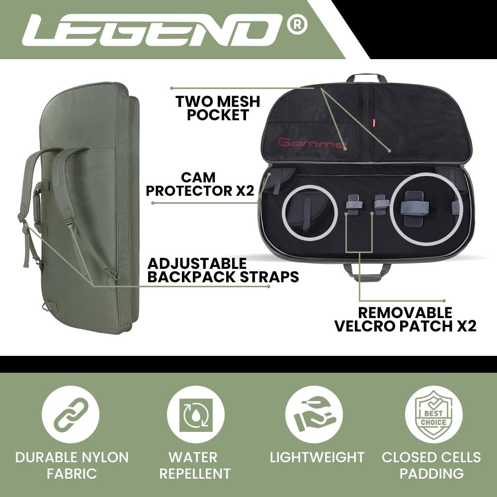 Legend Gamma Compound Bow Case - Premium Archery Bow Cases with Backpack Sho...